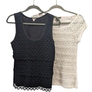 J. Crew & Forever 21 Lace Embroidery Crochet Textured Tops Size Medium